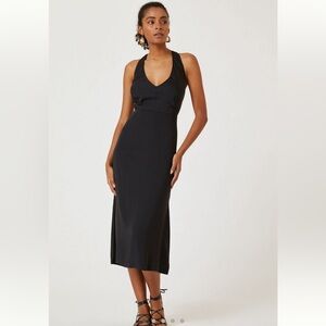 Anthropologie Sleeve-less deep V Midi dress